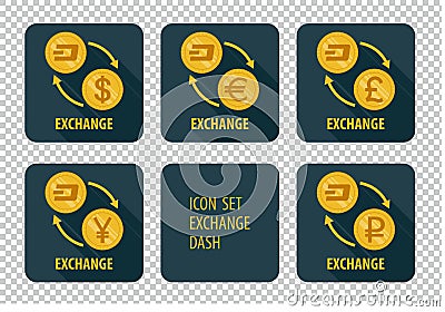 Exchange of cryptocurrency Dash icons on a dark background Editorial Stock Photo