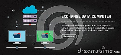 Exchange data computer, banner internet with icons in vector Vector Illustration