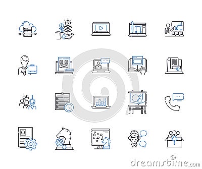 Exchange and dialogue line icons collection. Communication, Conversation, Connect, Interact, Integration, Discussion Vector Illustration
