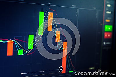 exchange market graph analyzing display asset business diagram bank chart report close computer monetary development wealth bad Stock Photo