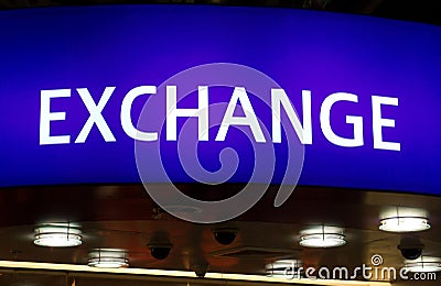 Exchange sign lightbox Stock Photo