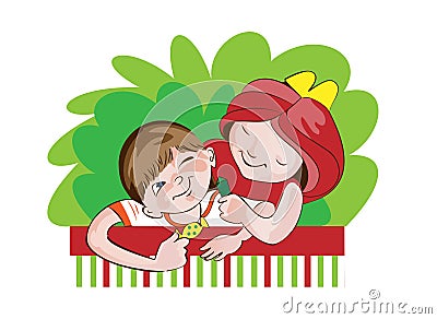 Exchange of sweets Vector Illustration