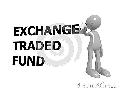 Exchange traded fund with man on white Stock Photo