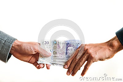 Exchanging british money pounds sterling Editorial Stock Photo