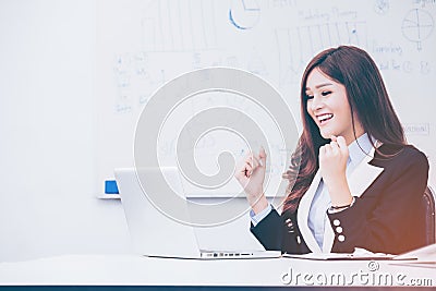 Excited Asian Woman Stock Photo