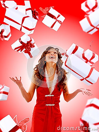 Excited attractive woman Stock Photo