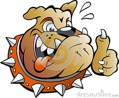 Excited Bull Dog giving Thumb Up Cartoon Illustration