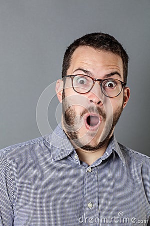 Excited businessman expressing amazement or having idea Stock Photo