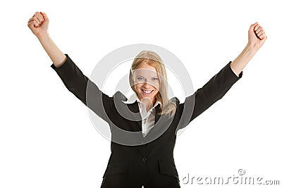 Excited businesswoman celebrating success Stock Photo