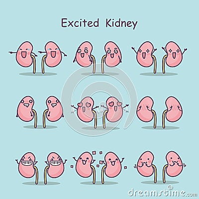 Excited cartoon kidney Vector Illustration