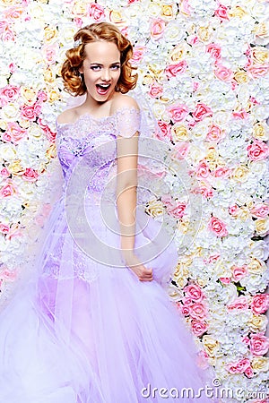 Excited charming bride Stock Photo