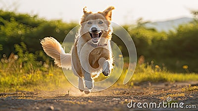 excited dog wagging tail Cartoon Illustration