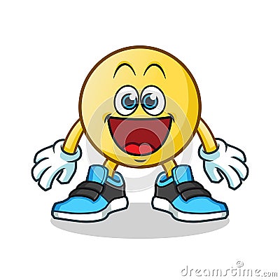 Excited emoticon mascot vector cartoon illustration Cartoon Illustration