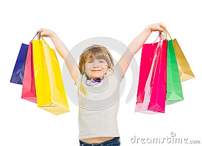 Excited and enthusiastic young shopping girl Stock Photo