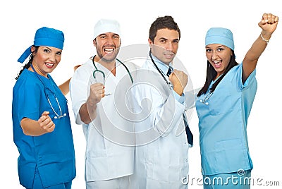 Excited group of doctors Stock Photo