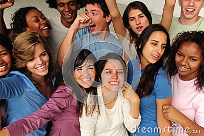 Excited and happy group of diverse people Stock Photo