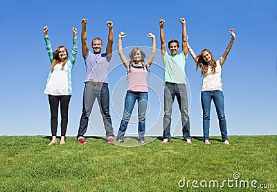 Excited and Happy Young Adults Stock Photo