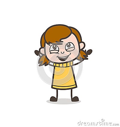 Excited Kid Laughing - Cute Cartoon Girl Illustration Stock Photo