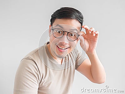 Excited man with eyeglasses. Stock Photo