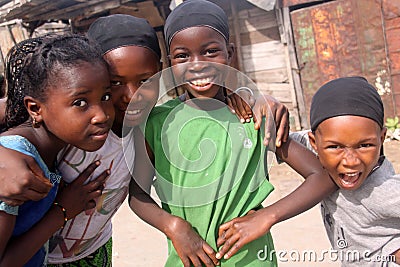 Excited Senegalese Girls on Tabaski Holiday Editorial Stock Photo
