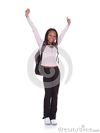 Excited Student Girl Stock Photo
