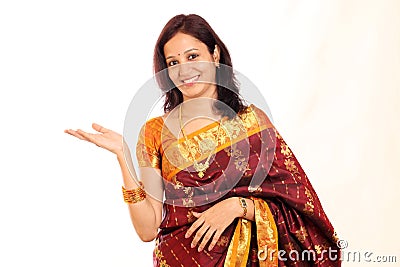 Excited traditional Indian woman Stock Photo