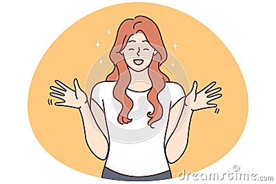 Excited woman feeling euphoric Vector Illustration