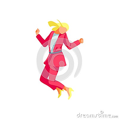 Excited woman happily jumping Vector Illustration