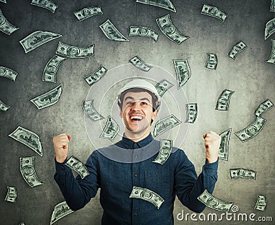 Engineer dollar rain Stock Photo