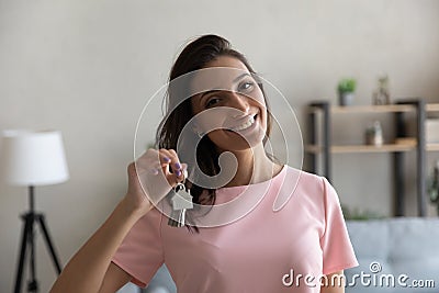 Successful arabian woman broker agent advertising property purchase service Stock Photo