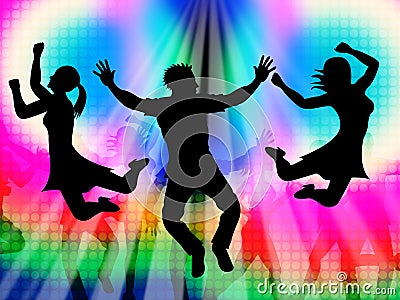 Excitement Jumping Represents Disco Dancing And Activity Stock Photo