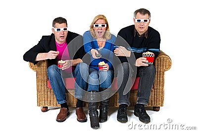 Exciting 3D movie Stock Photo