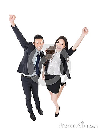 Exciting business man and woman Stock Photo