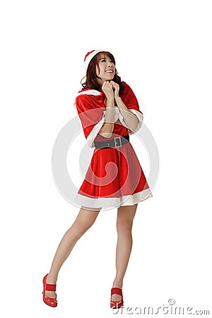 Exciting Christmas woman praying Stock Photo