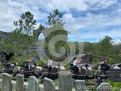 The exciting Hagrid`s Magical Creatures roller coaster ride at Universal Studios in Orlando, FL Editorial Stock Photo