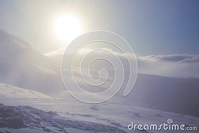 The exciting sunrise of the Hoverla surroundings. Ukrainian Carpathian mountains Stock Photo