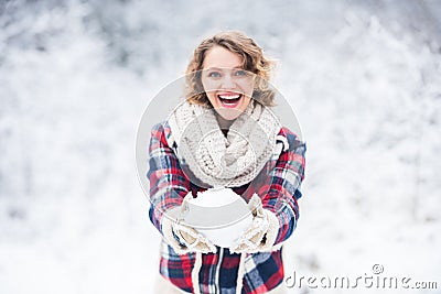 Exciting winter photoshoot ideas. Snowflakes are tiny crystals. Snow add unique charm. Winter outfit. Snow makes Stock Photo