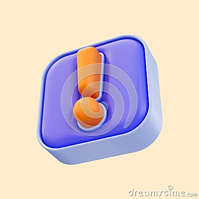 Exclamation cube badge icon 3d render concept for warning wrong attention Stock Photo