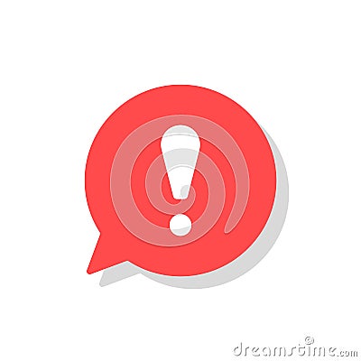 Exclamation mark in bubble speech vector icon. concept os attention or warning sign. Danger information or risk info Vector Illustration