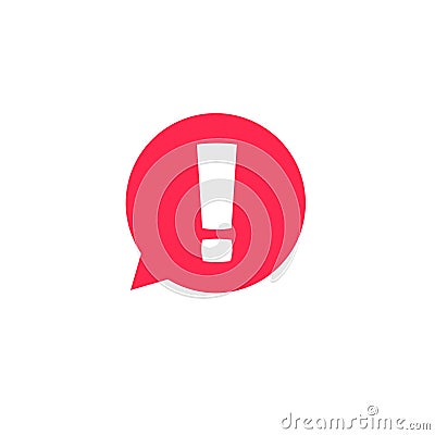 Exclamation mark in bubble speech vector icon, concept os attention or warning sign, hazard or caution alert message Vector Illustration