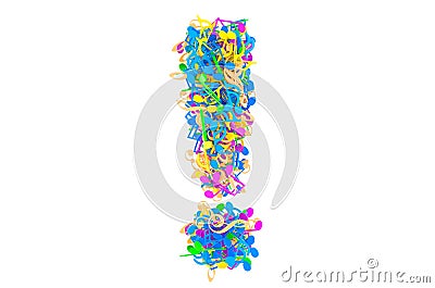 Exclamation mark from colored musical notes. 3D rendering Stock Photo