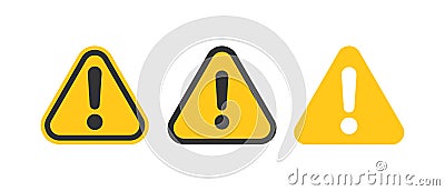 Exclamation mark set icons in flat style. Danger alarm collection vector illustration on white isolated background. Caution risk Vector Illustration