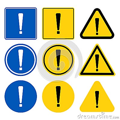 Exclamation mark symbol,Warning Dangerous black icon on white background.vector illustration Vector Illustration