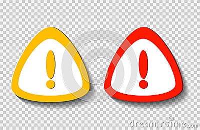 Exclamation mark symbol,Warning Dangerous icon on white transparent.Vector illustration Vector Illustration