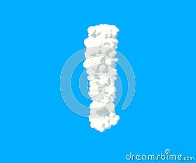 Clouds design alphabet, white cloudy exclamation point isolated on sky background - 3D illustration of symbols Cartoon Illustration