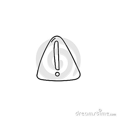 Exclamation point in triangle hand drawn icon Vector Illustration