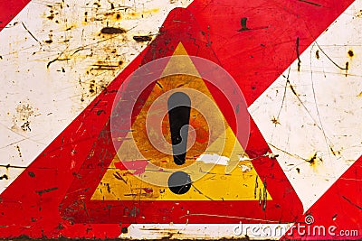 Exclamation triangular road sign for other danger Stock Photo