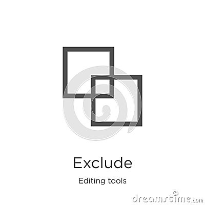 exclude icon vector from editing tools collection. Thin line exclude outline icon vector illustration. Outline, thin line exclude Vector Illustration