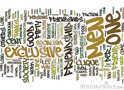 Exclusive Friendships Text Background Word Cloud Concept Stock Photo