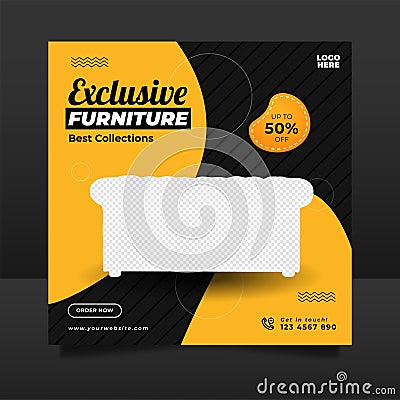 Exclusive furniture sale banner or social media post template Vector Illustration